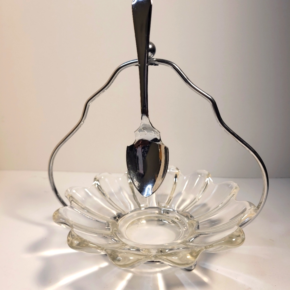 Vintage Pressed Federal glass  Jam/Relish 3 piece serving set.
